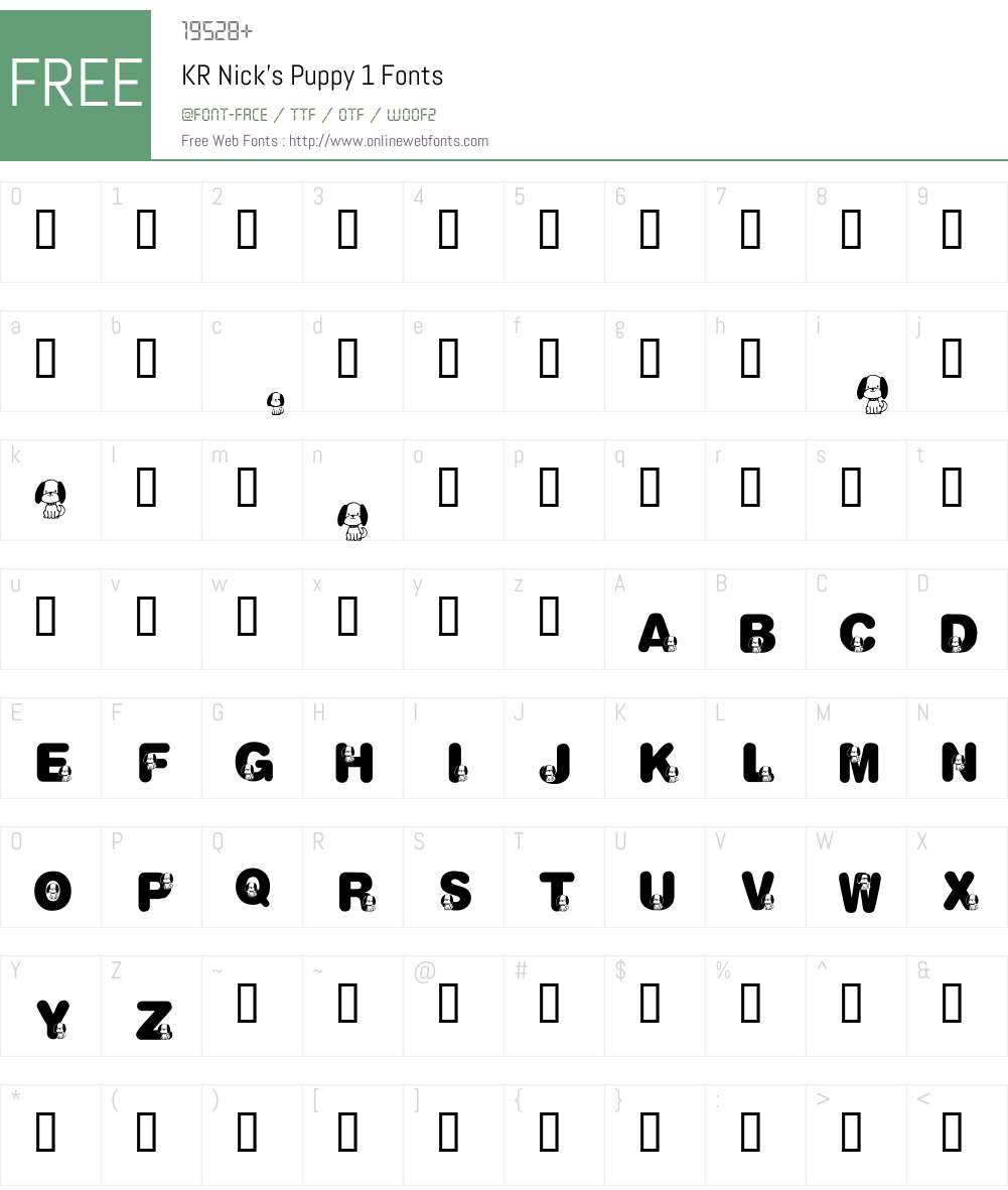 KR Nick's Puppy 1 Font Screenshots