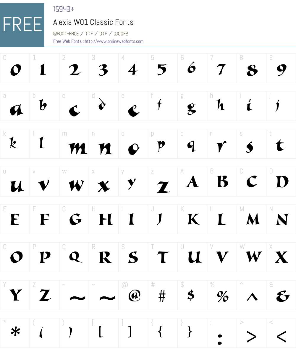 AlexiaW01-Classic Font Screenshots