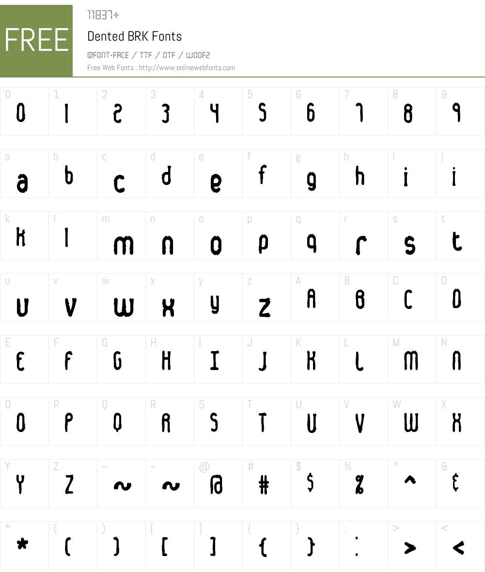 Dented BRK Font Screenshots