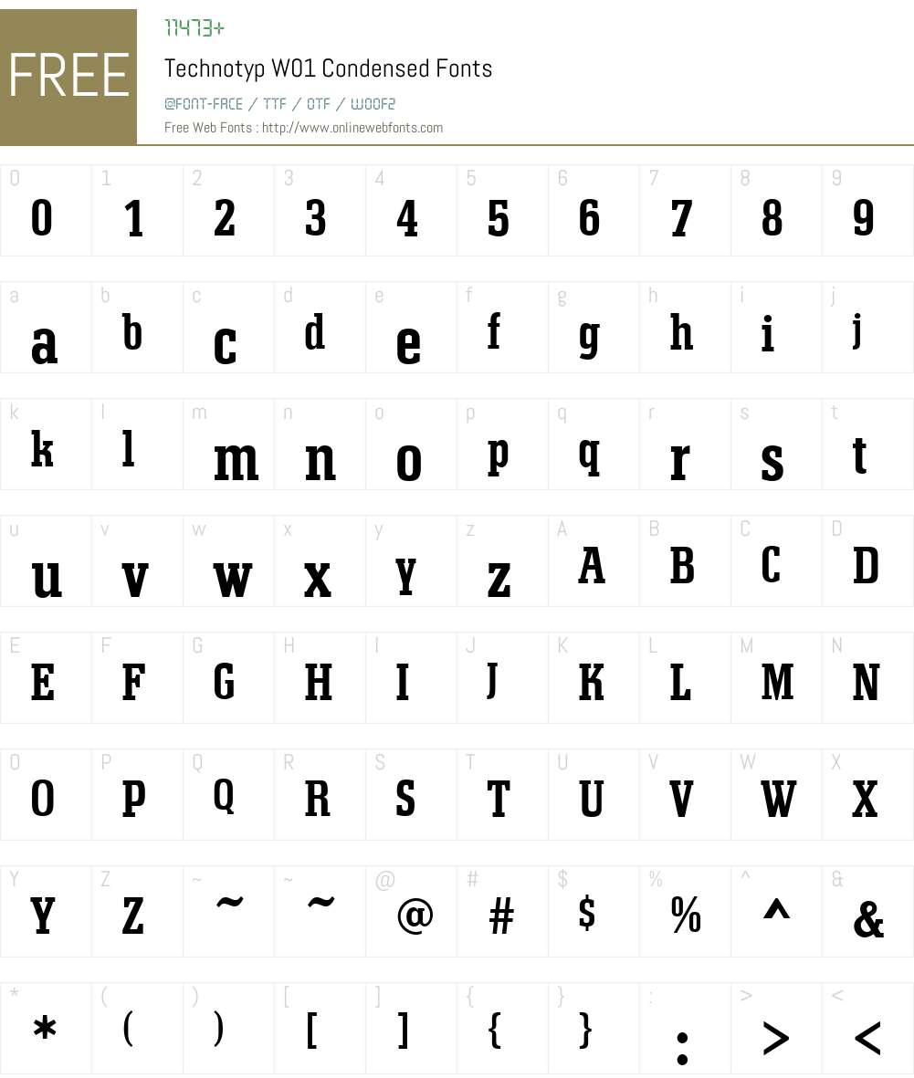 TechnotypW01-Condensed Font Screenshots