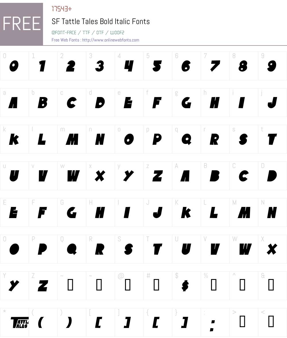 SF Tattle Tales Font Screenshots