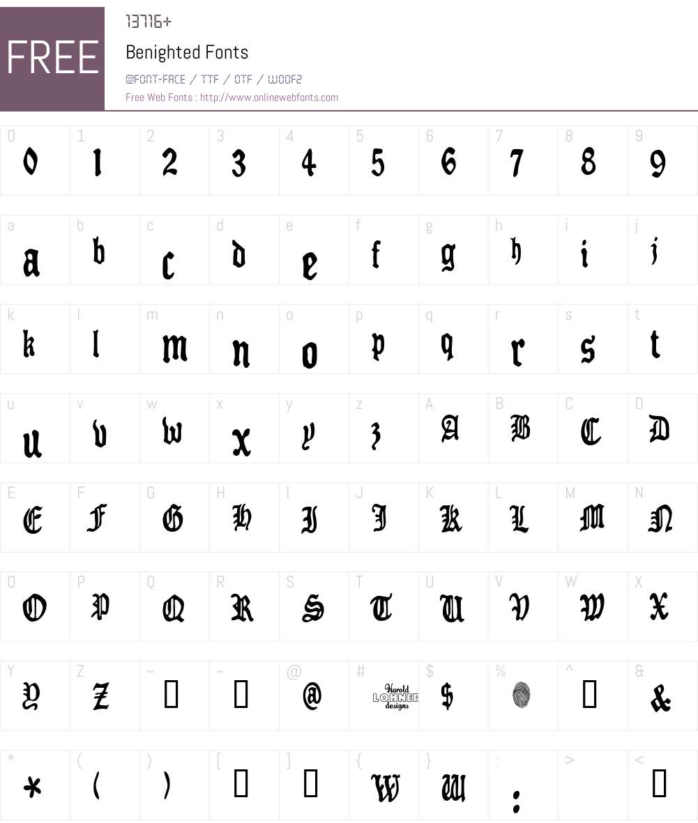 Benighted Font Screenshots