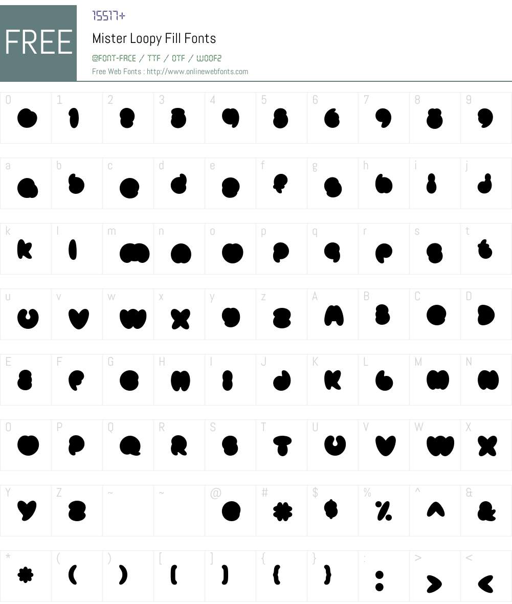 Mister Loopy Fill Font Screenshots