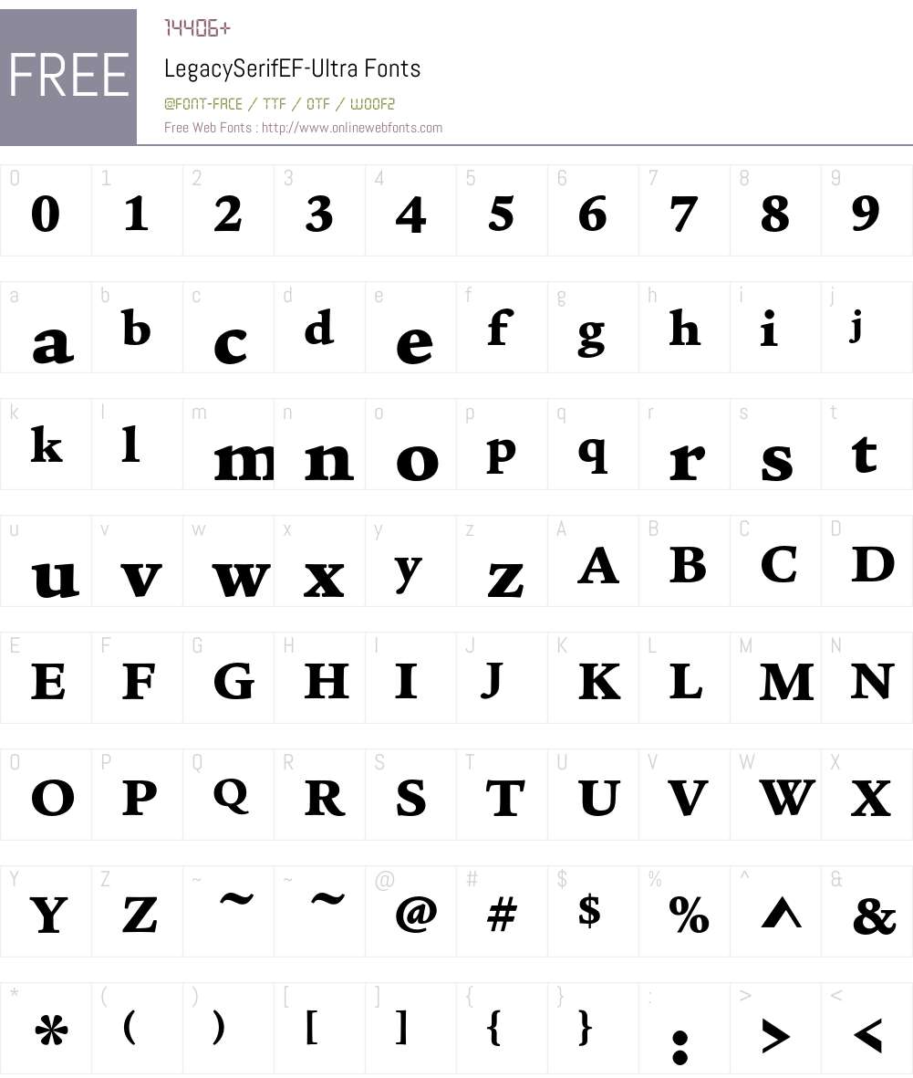 LegacySerifEF Font Screenshots