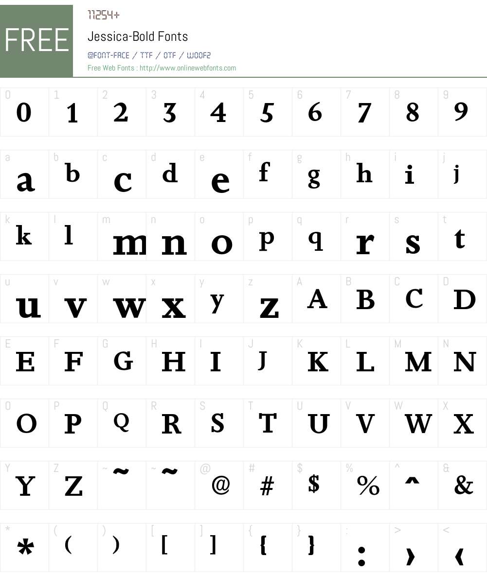 Jessica-Bold Font Screenshots