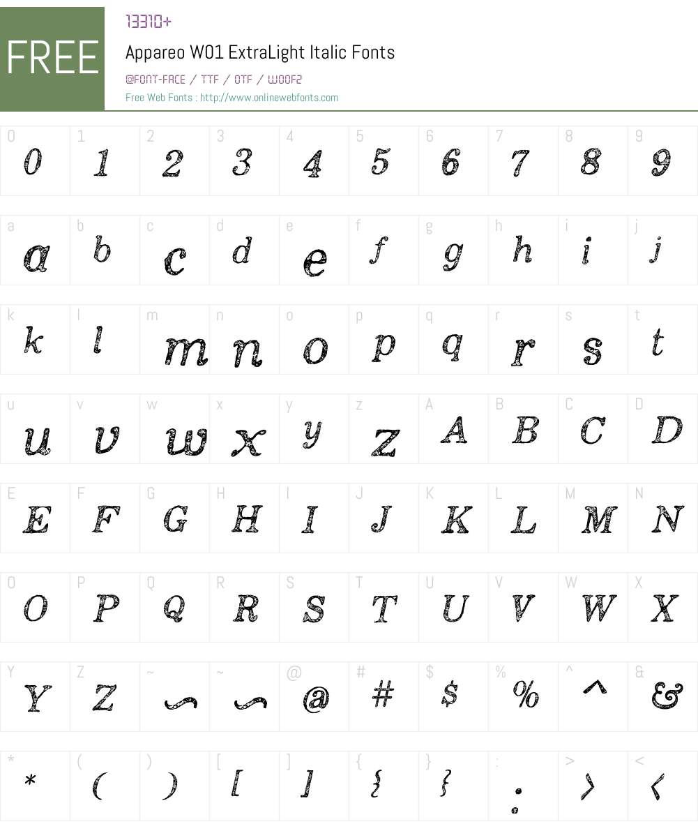 AppareoW01-ExtraLightIt Font Screenshots