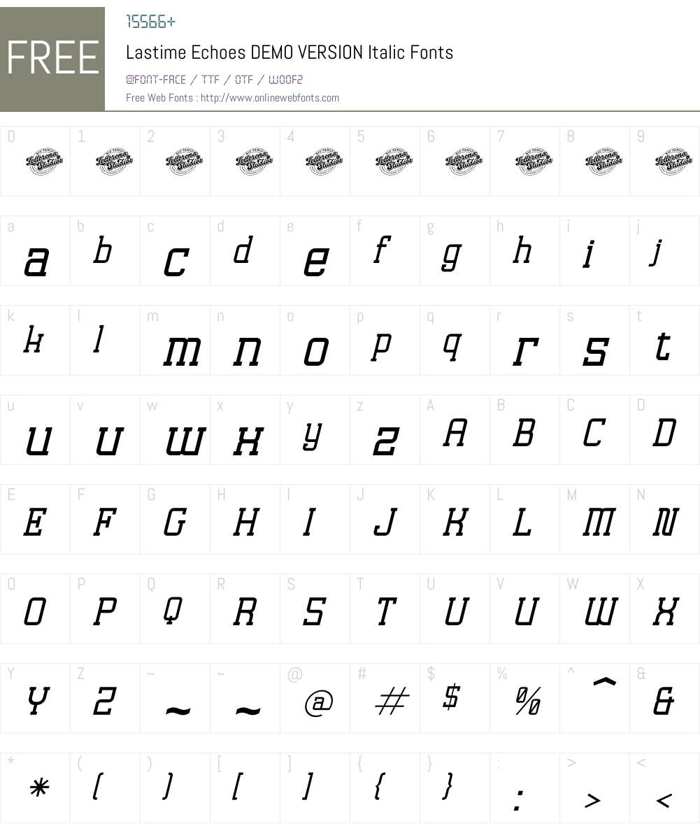 Lastime Lastime Echoes DEMO VERSION 1.00;July 1, 2024;FontCreator 13.0.0.2683 ...