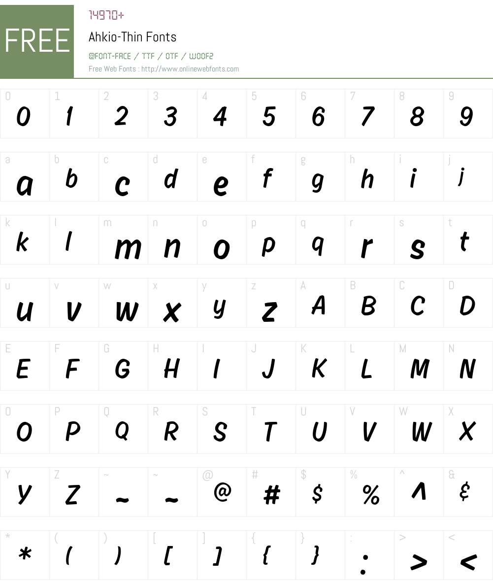 Ahkio-Thin Font Screenshots
