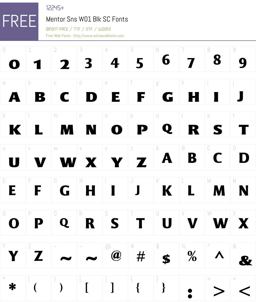 MentorSnsW01-BlkSC Font Screenshots