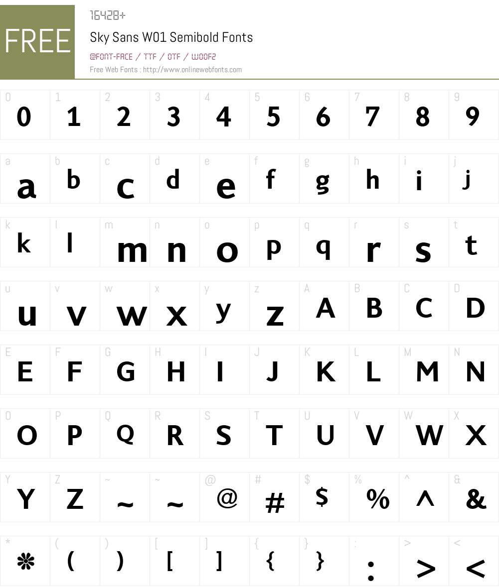 SkySansW01-Semibold Font Screenshots