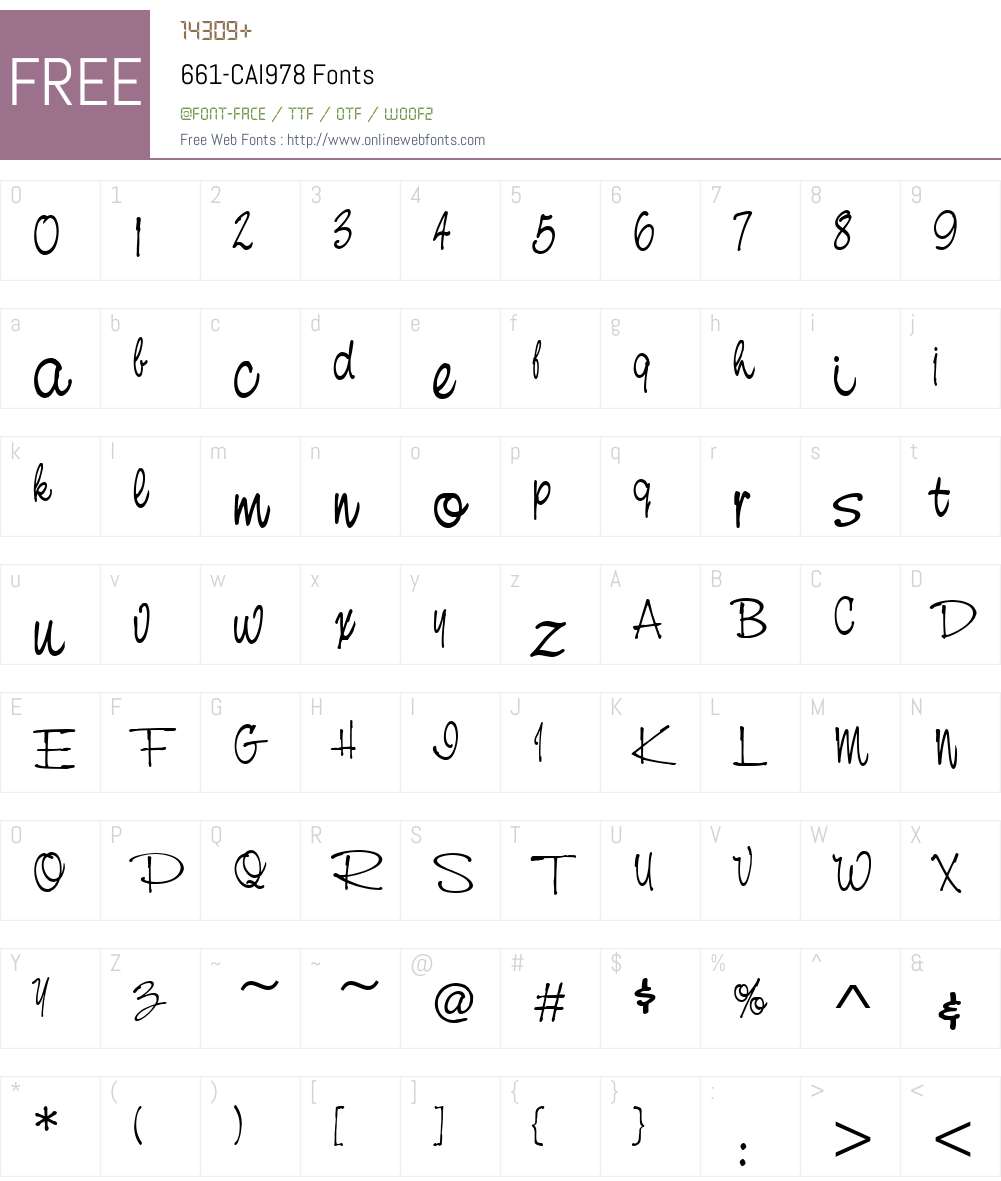 661-CAI978 Font Screenshots