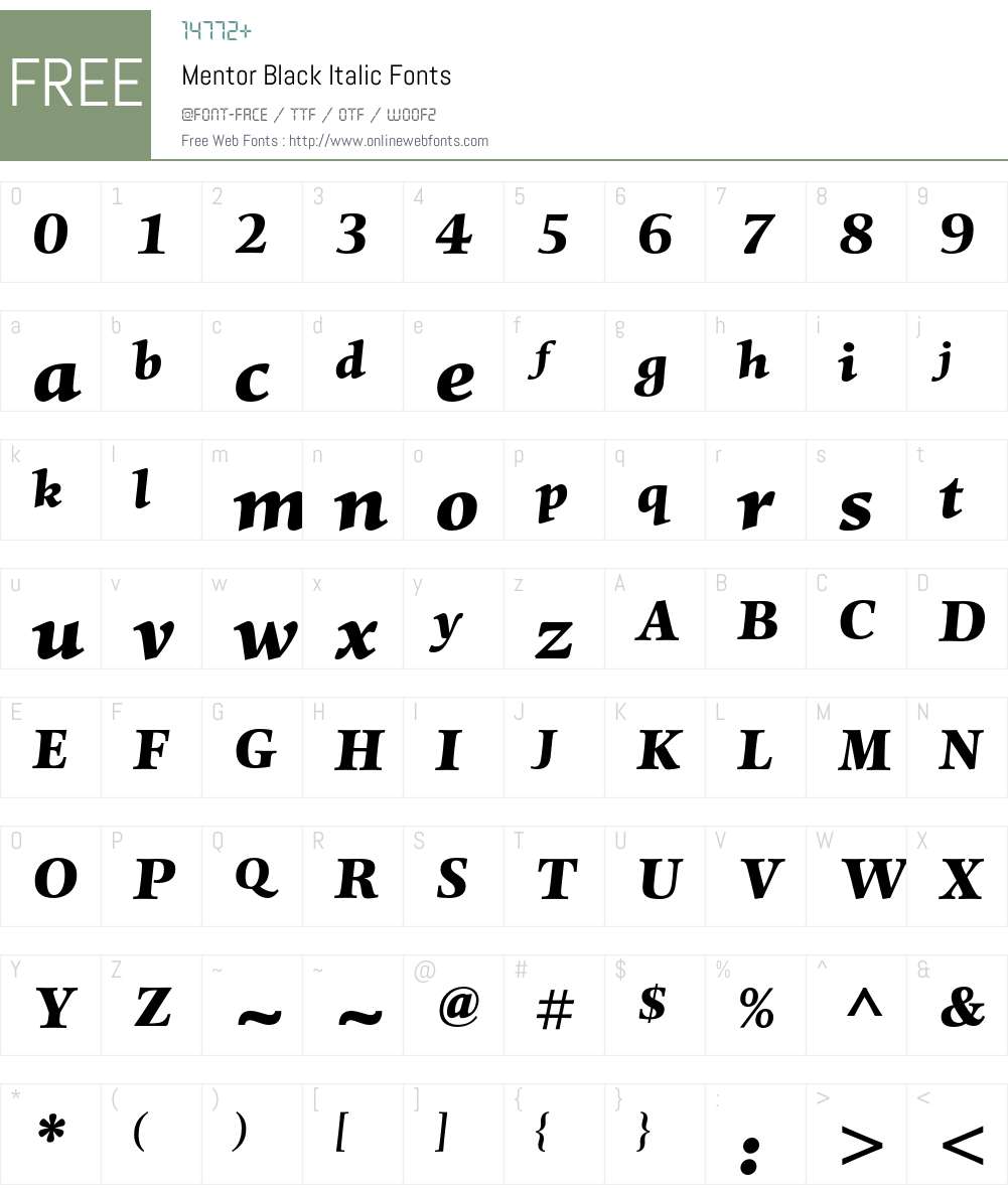 Mentor Font Screenshots
