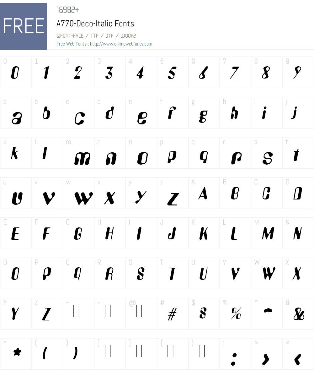 A770-Deco Font Screenshots