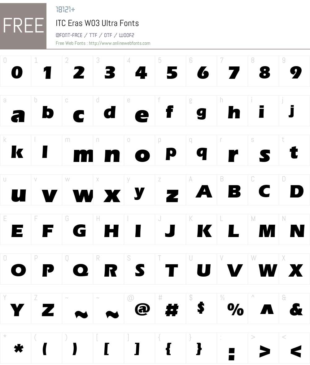 ITC Eras Font Screenshots