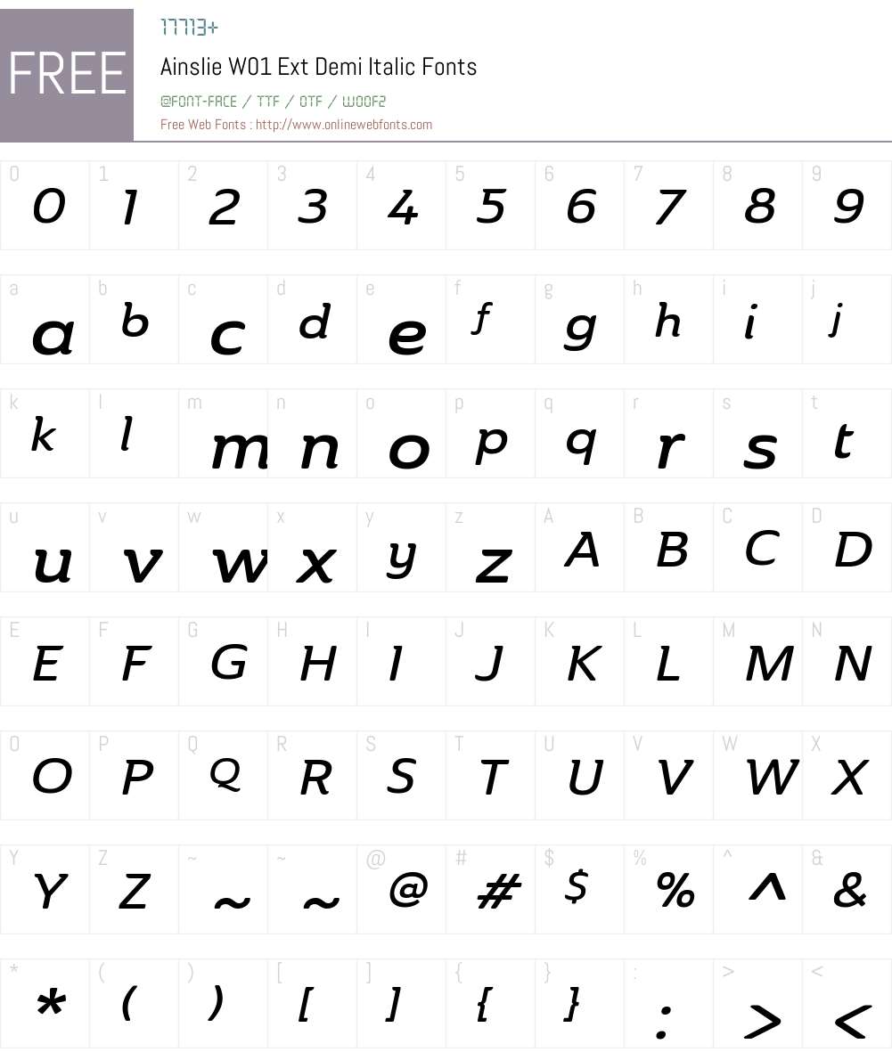 AinslieW01-ExtDemiItalic Font Screenshots