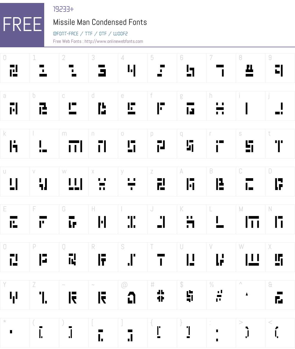 Missile Man Condensed Font Screenshots