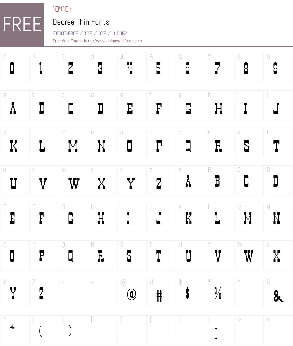Decree Thin Font Screenshots