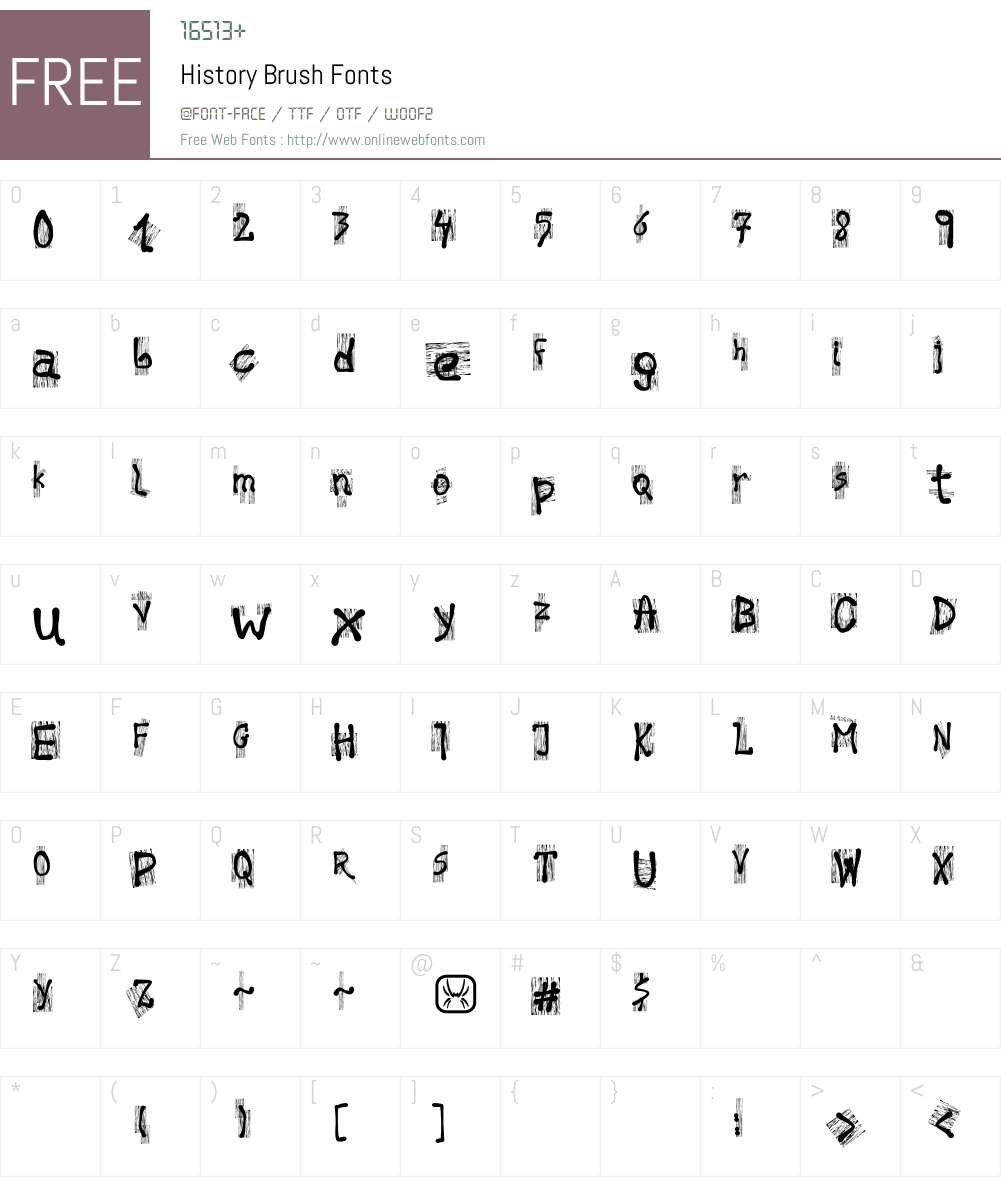 History Brush Font Screenshots
