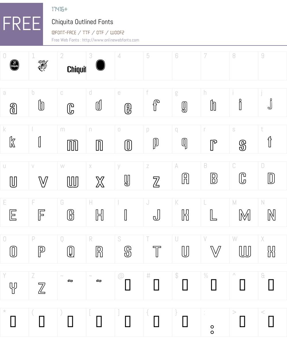 Chiquita Outlined Font Screenshots