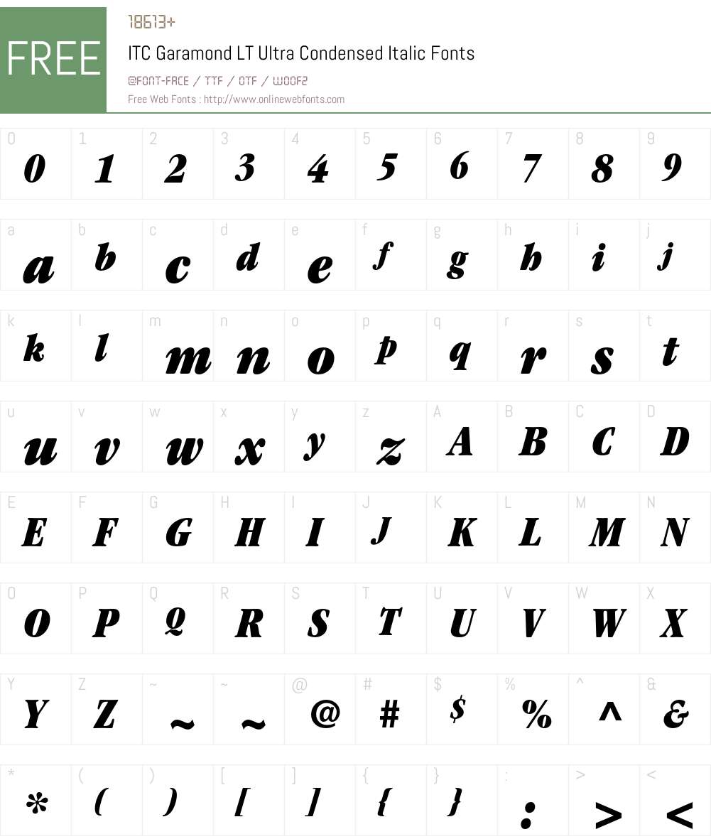 ITC Garamond LT Font Screenshots