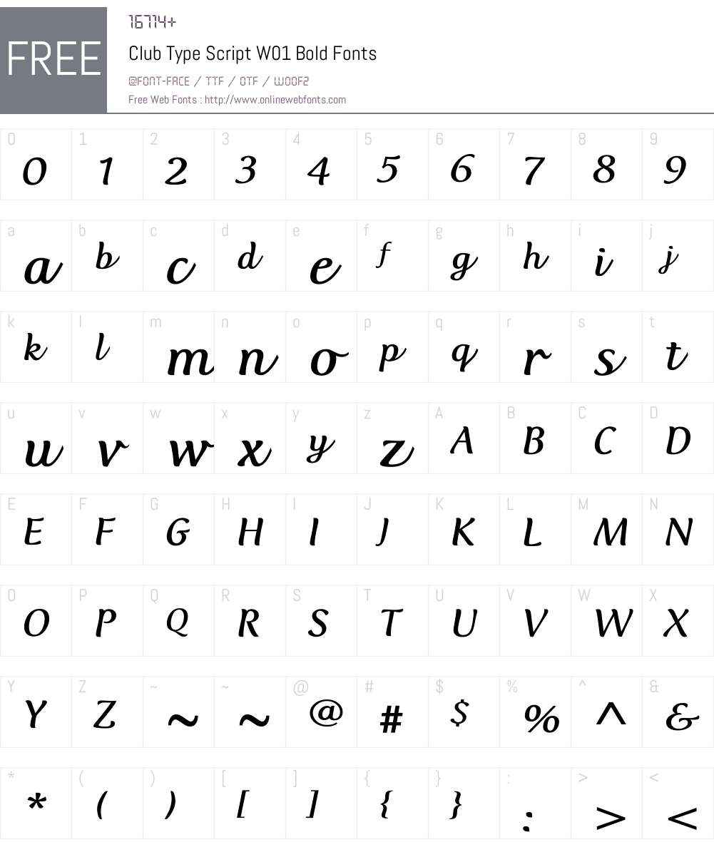 ClubTypeScriptW01-Bold Font Screenshots