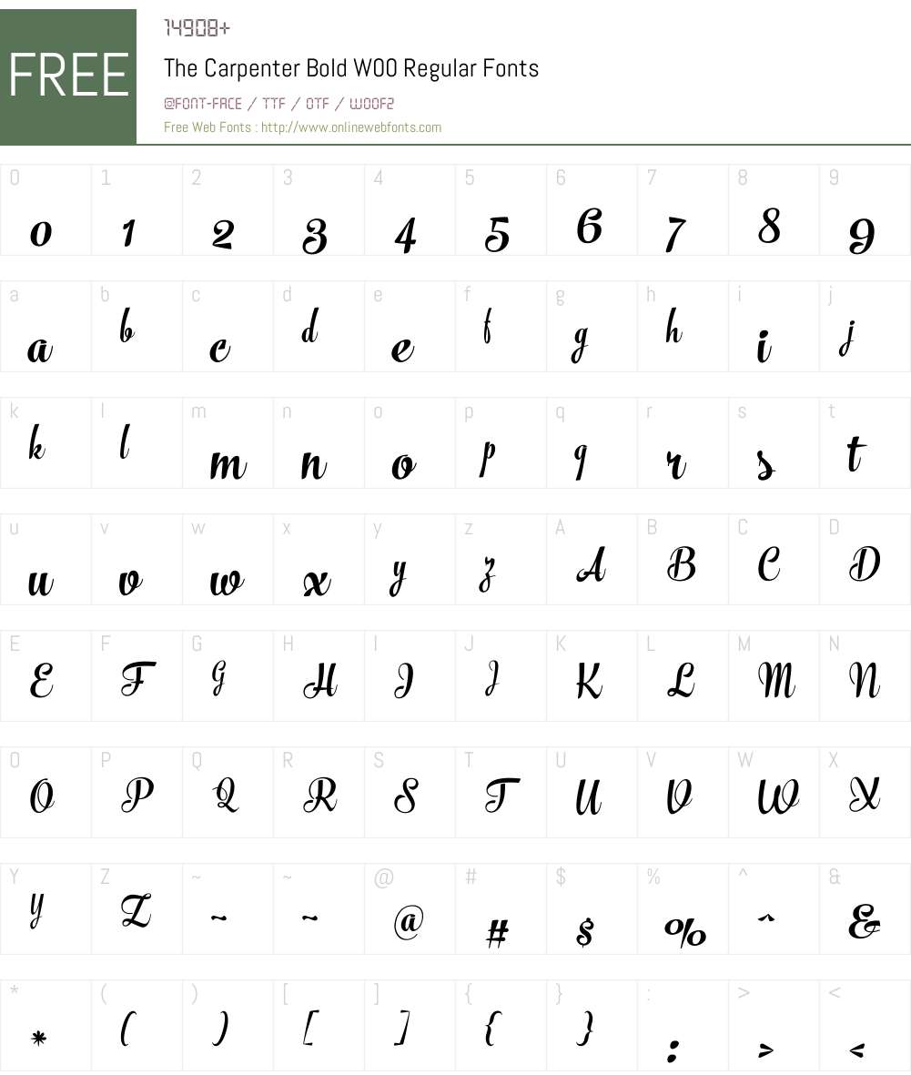 TheCarpenterBoldW00-Rg Font Screenshots