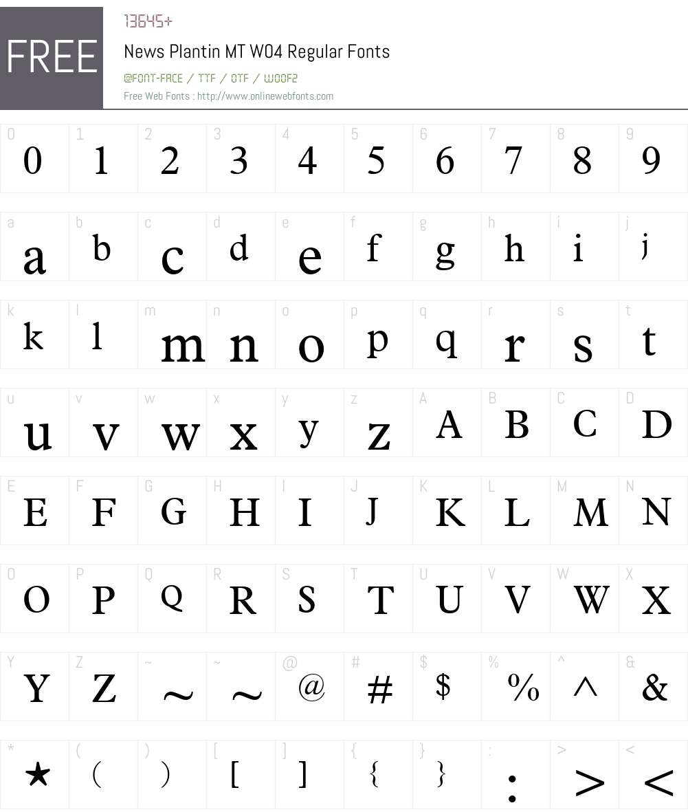 News Plantin Font Screenshots