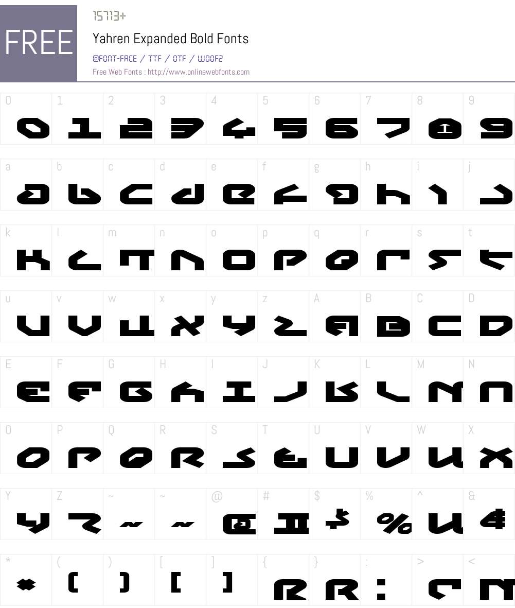 Yahren Expanded Bold Font Screenshots