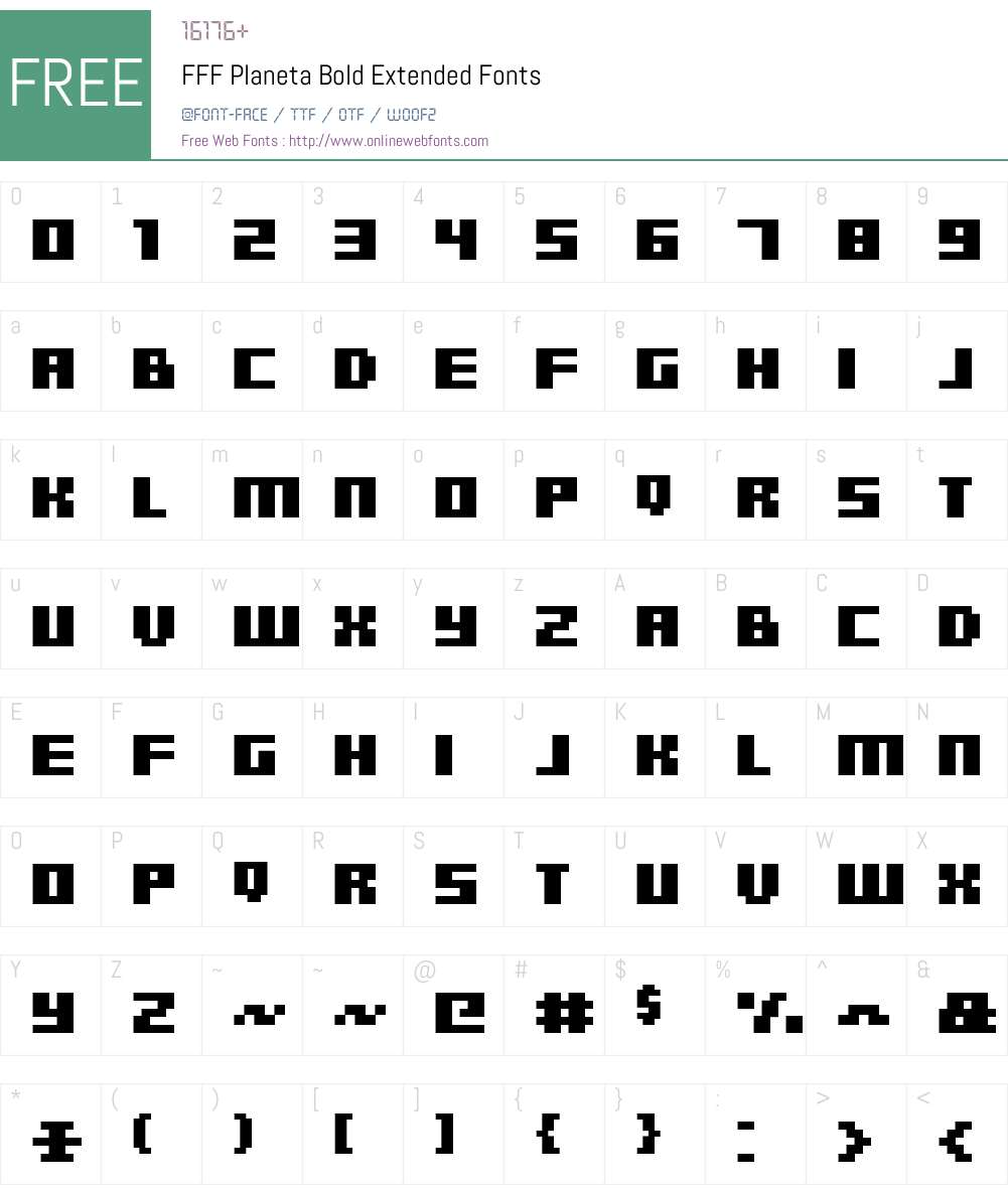 FFF Planeta Bold Extended Font Screenshots