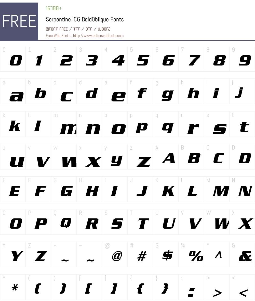 Serpentine ICG Font Screenshots