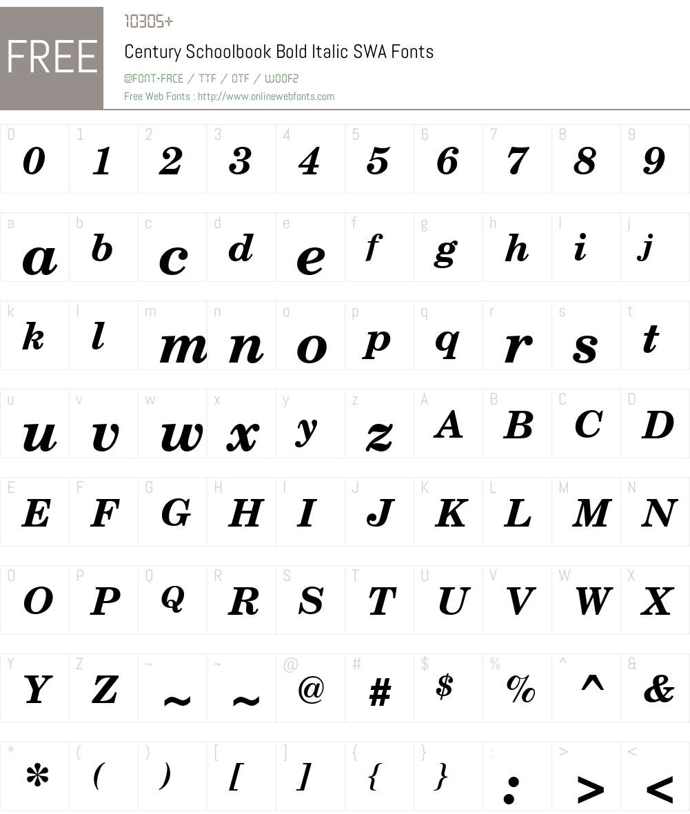 Century Schoolbook SWA Font Screenshots
