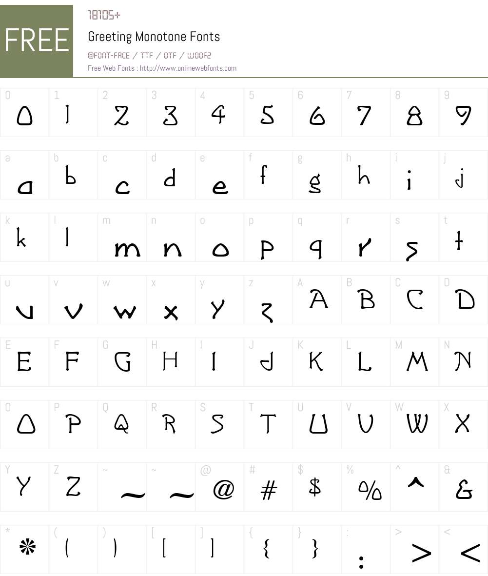 Greeting Monotone Font Screenshots