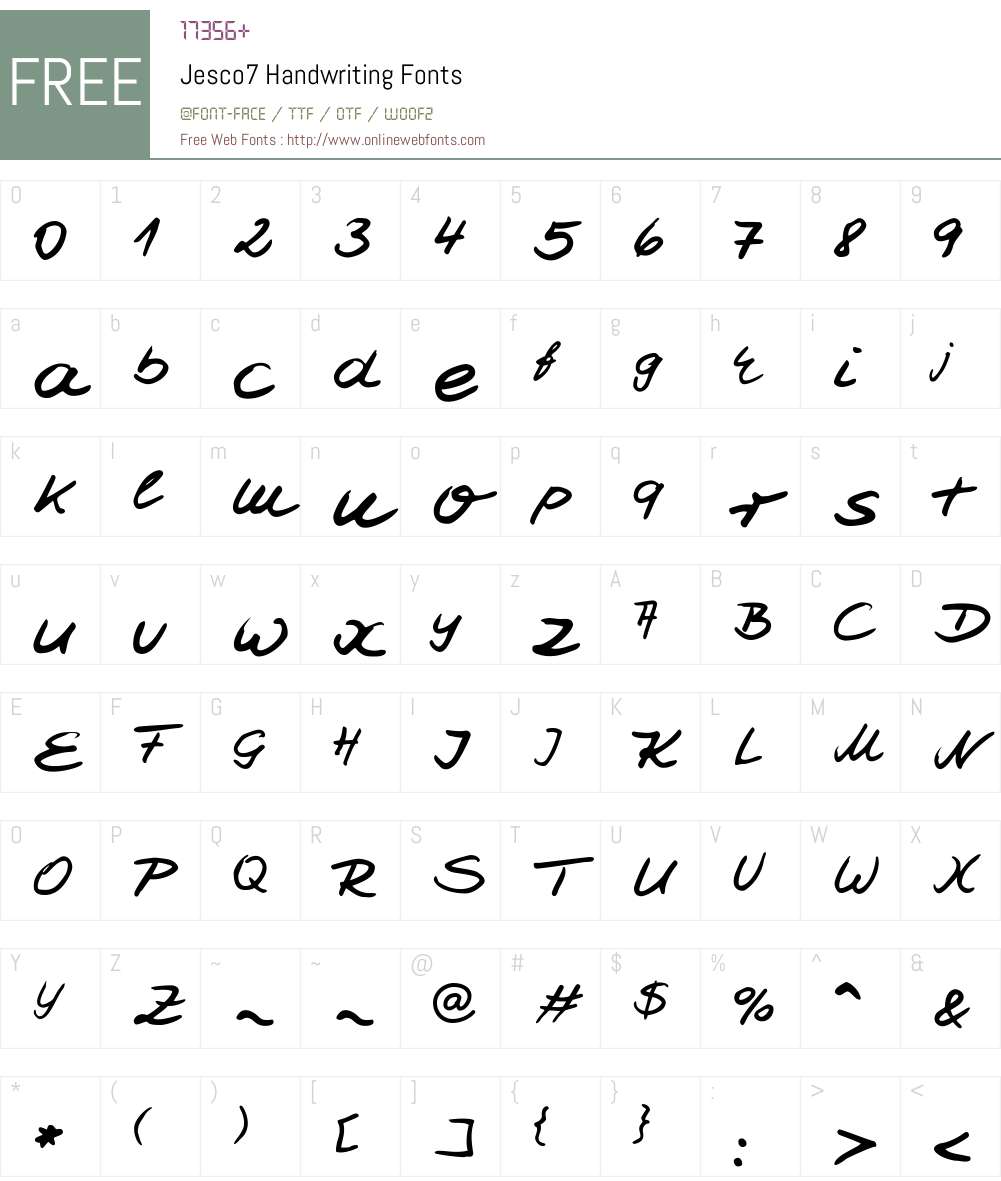Jesco7 Handwriting Font Screenshots