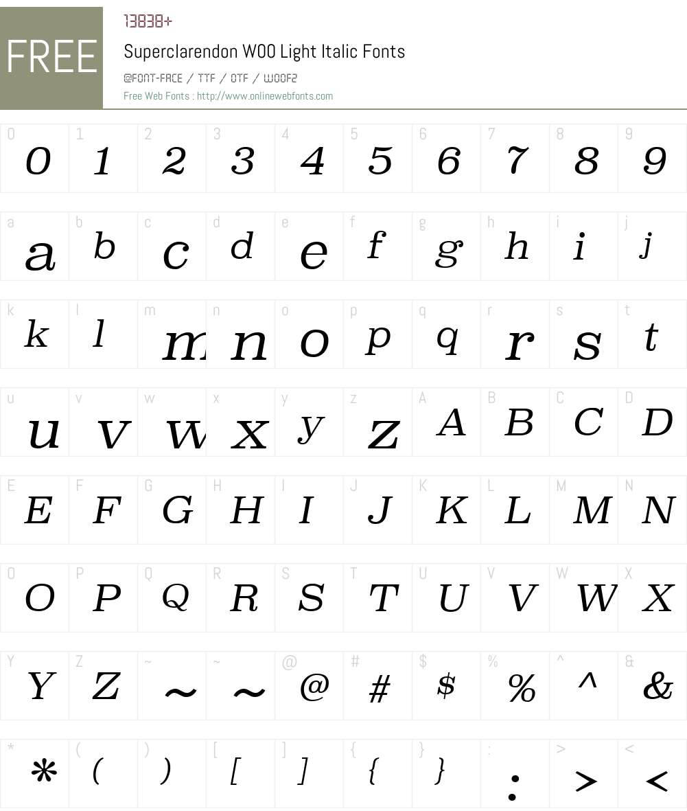 SuperclarendonW00-LightIt Font Screenshots