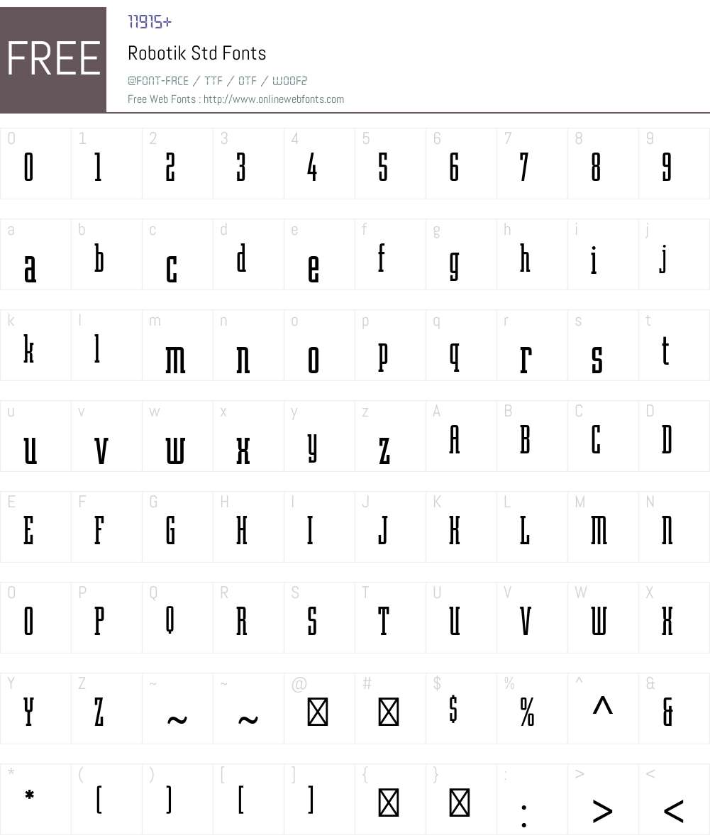 Robotik Std Font Screenshots