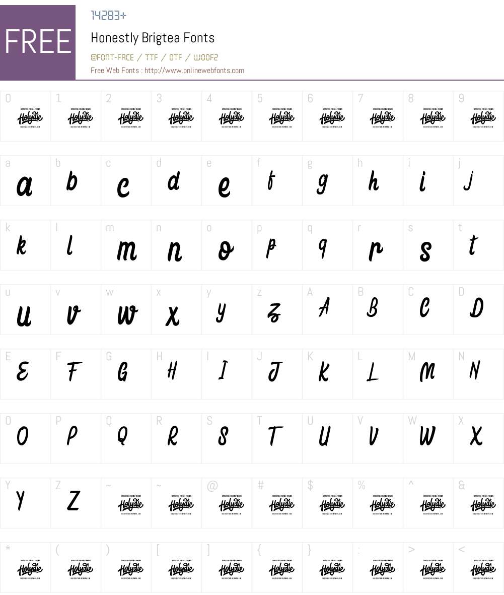 Honestly Brigtea Font Screenshots