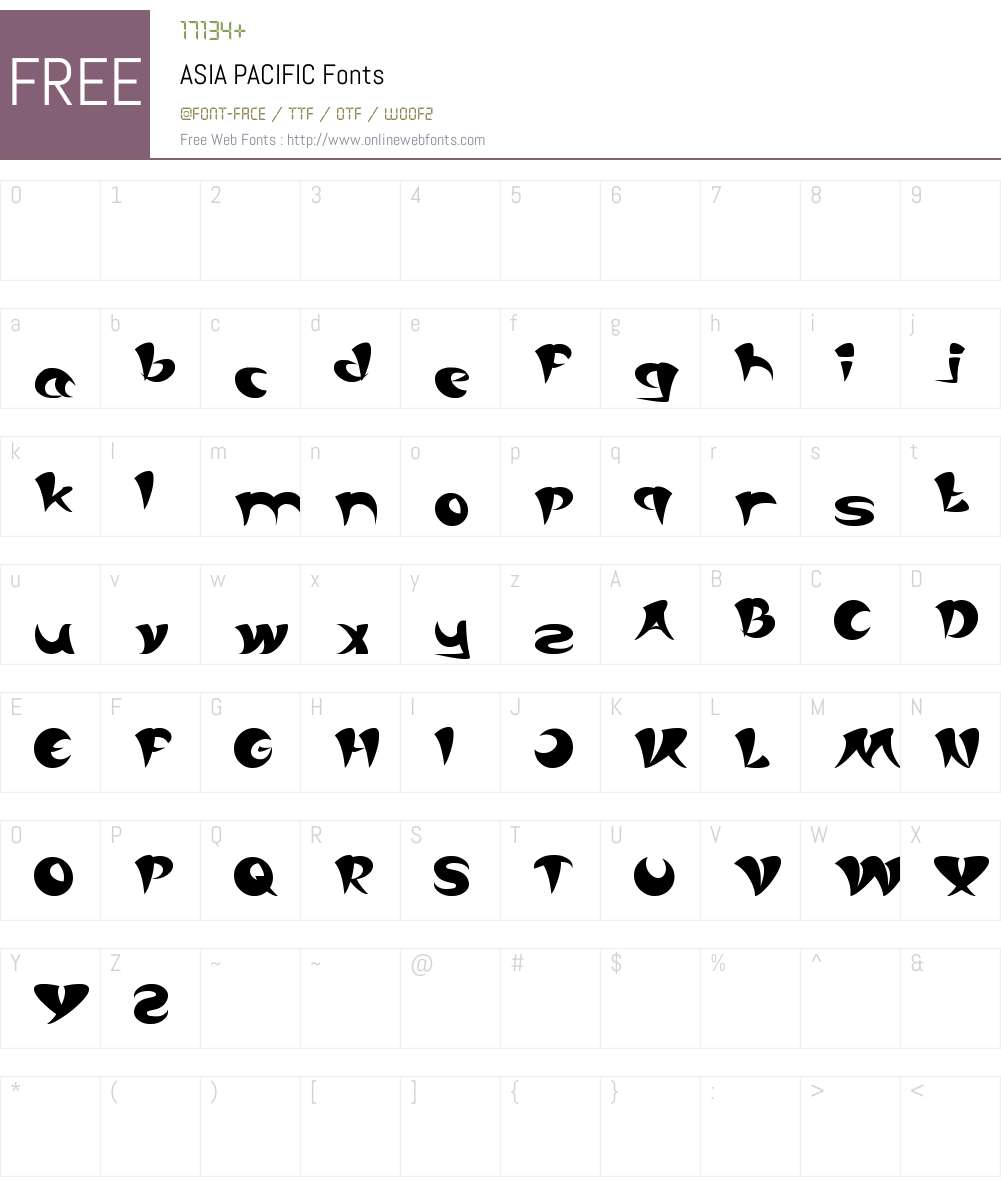 ASIA PACIFIC Font Screenshots