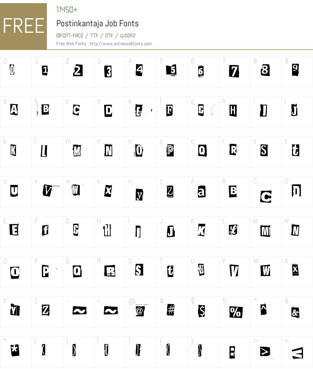 Postinkantaja Job Font Screenshots