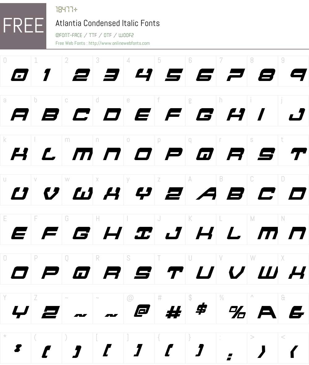 Atlantia Condensed Italic Font Screenshots