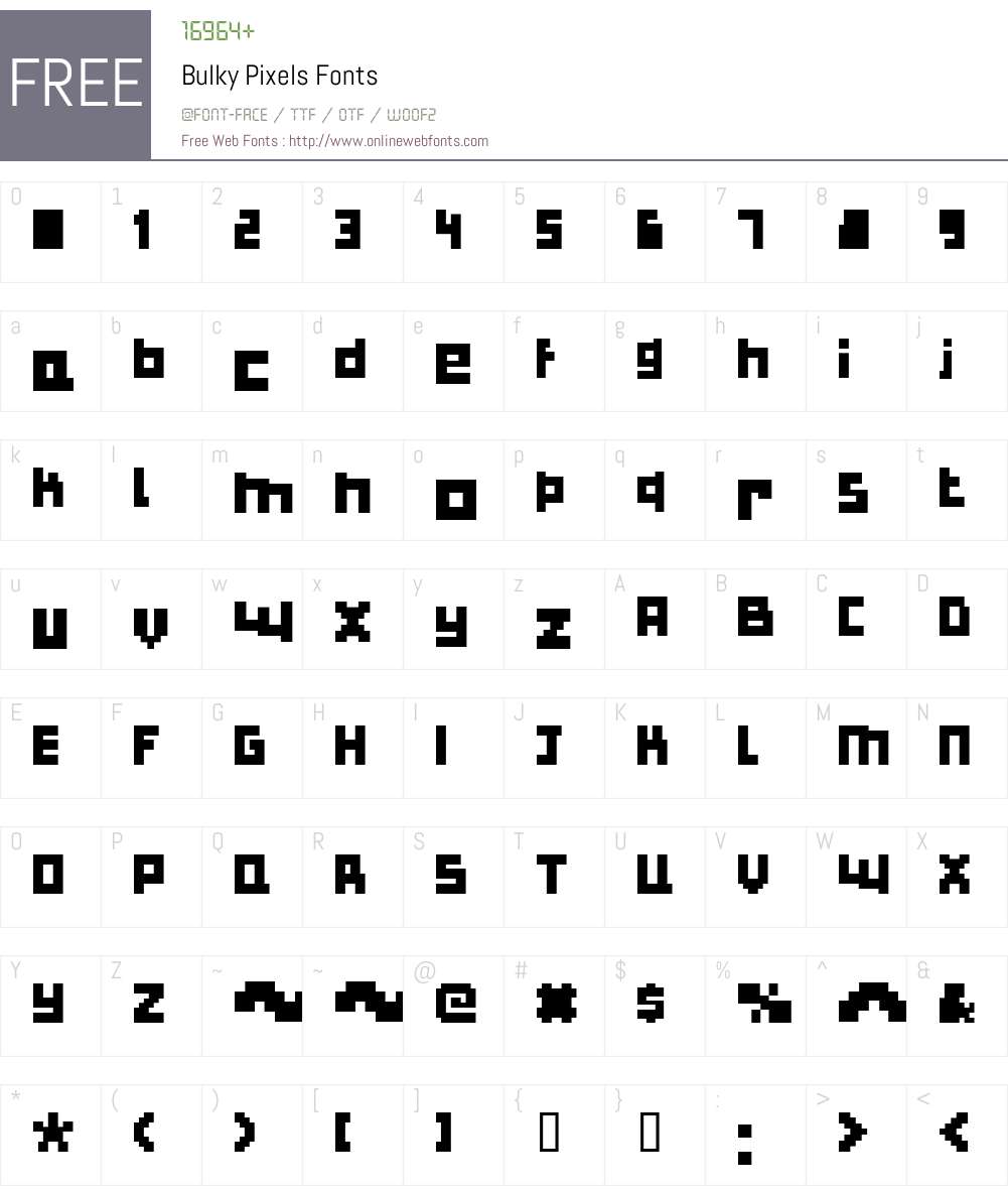 Bulky Pixels Font Screenshots
