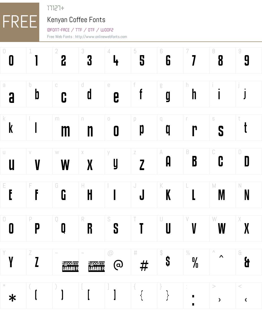 Kenyan Coffee Font Screenshots
