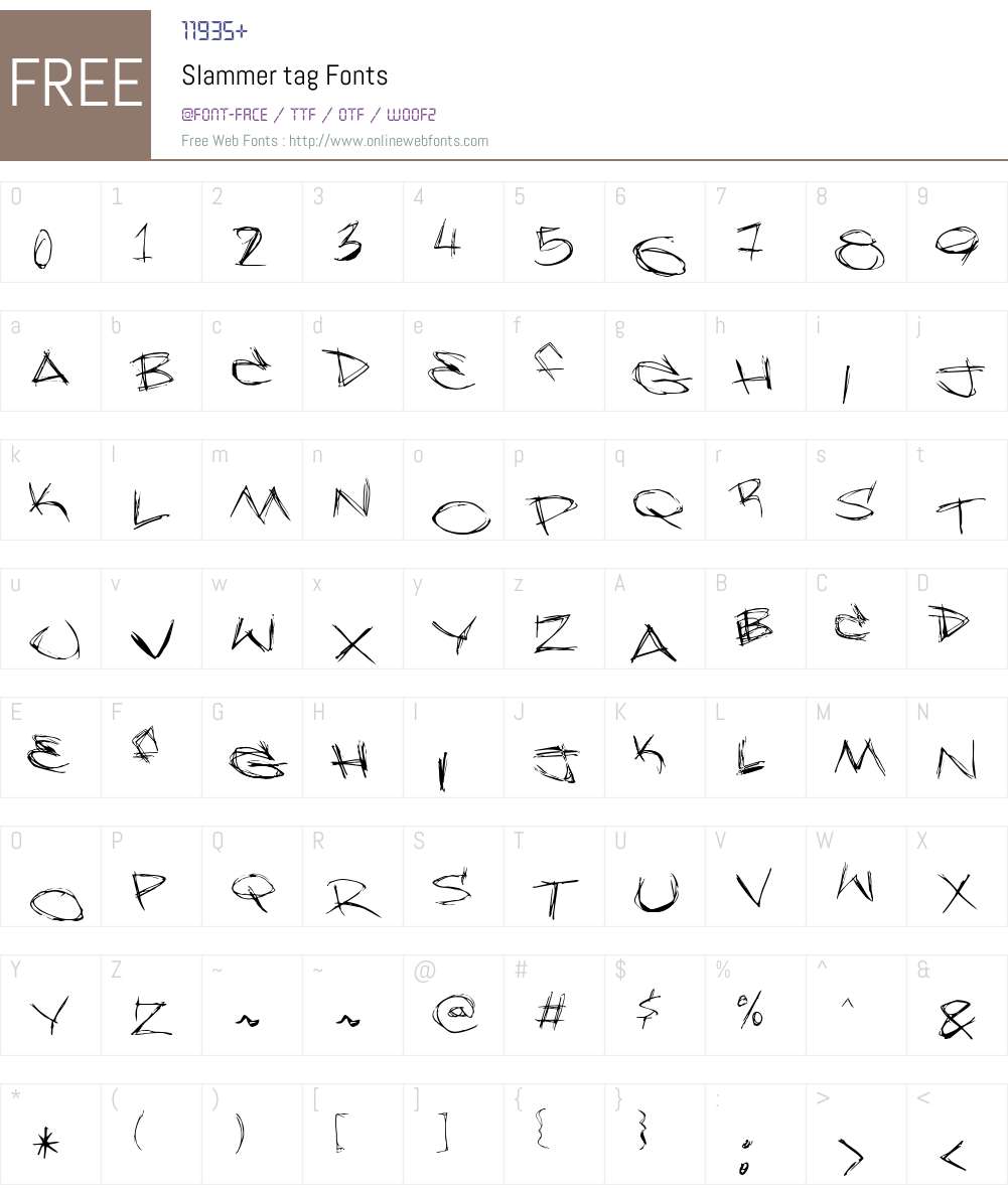 Slammer tag Font Screenshots