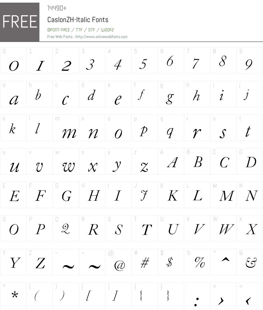 CaslonZH-Italic Font Screenshots