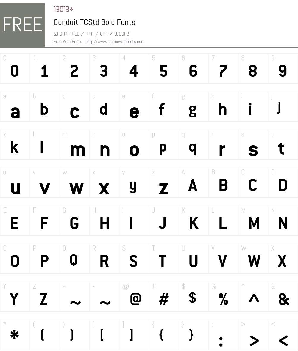 ConduitITCStd Font Screenshots