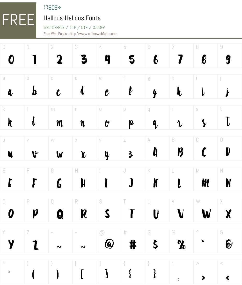 Hellous Font Screenshots