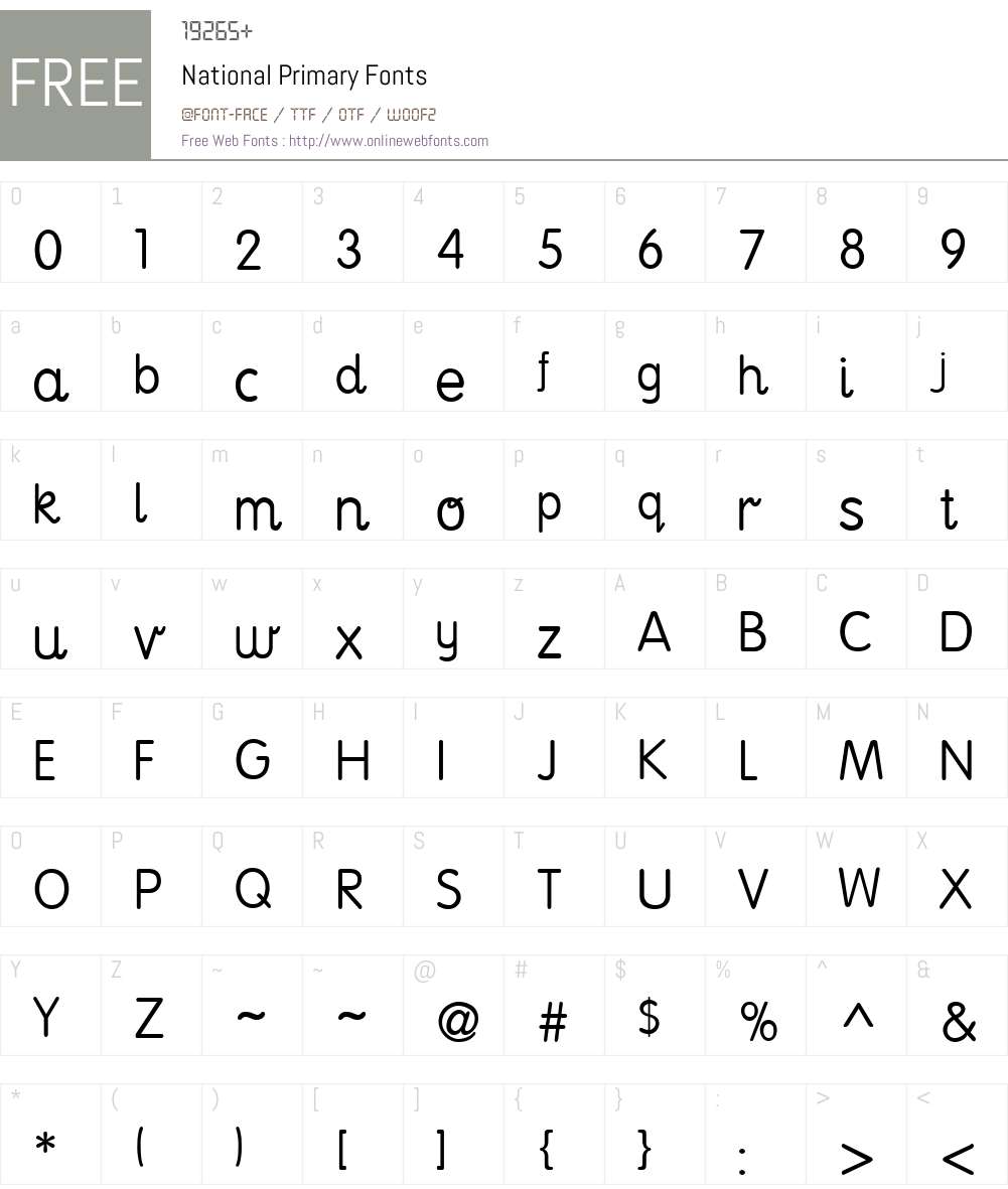 National Primary Font Screenshots