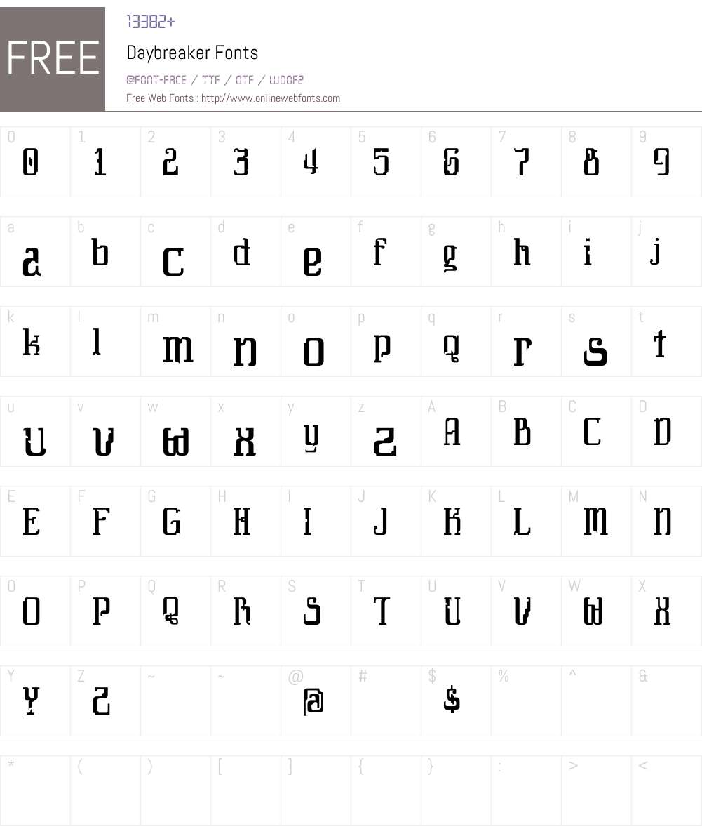 Daybreaker Font Screenshots