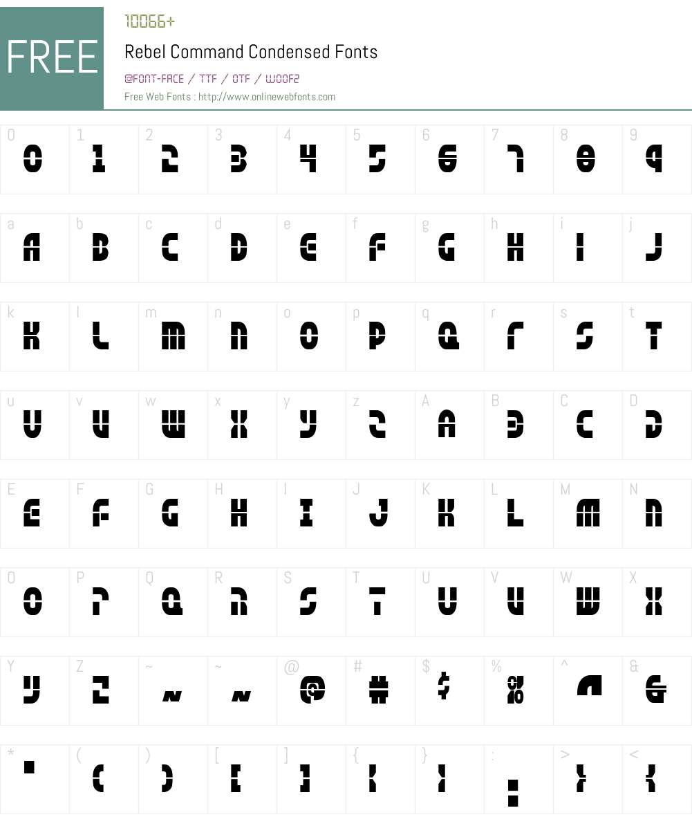 Rebel Command Condensed Font Screenshots