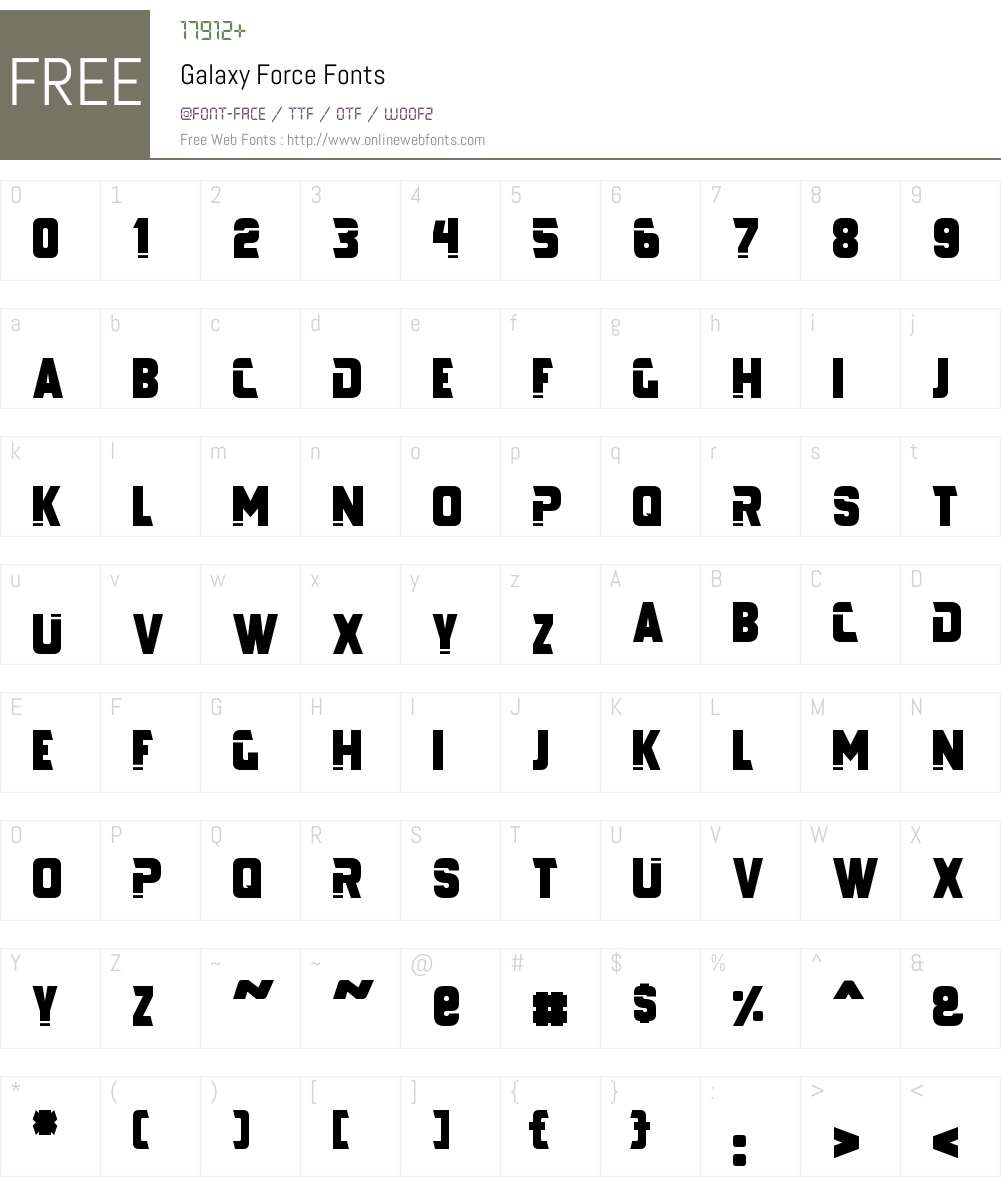 Galaxy Force Font Screenshots