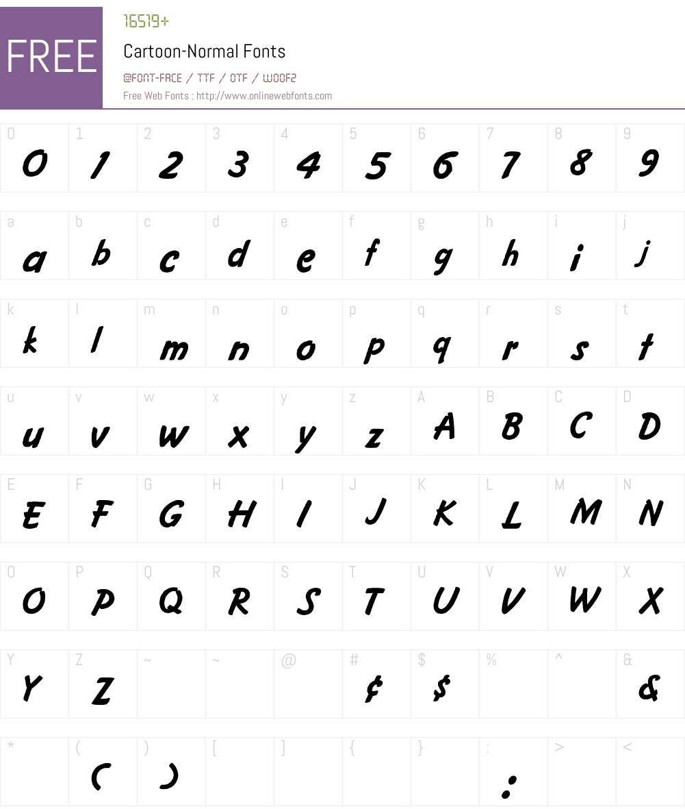 Cartoon-Normal Font Screenshots